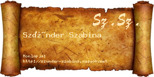 Szünder Szabina névjegykártya